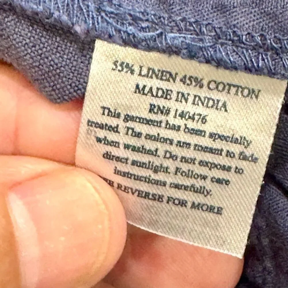Faherty Navy Blue Linen Blend Shorts. Size 35